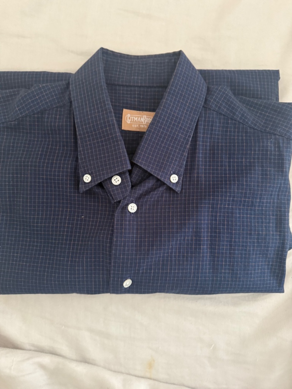 Vintage Gitman Bros Made in USA 100% Cotton Navy Check Button Down Shirt